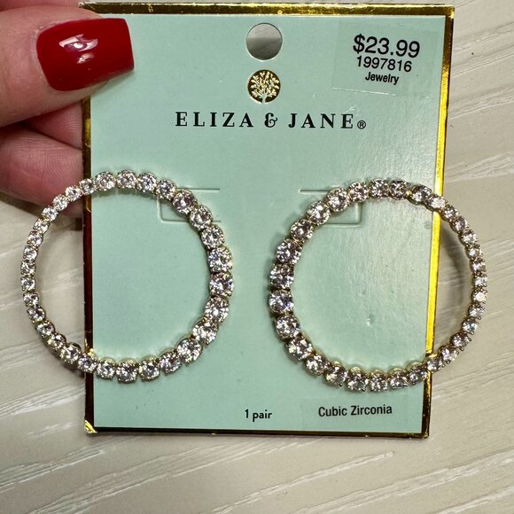 Eliza & Jane Cubic Zirconia Rhinestone Circle Hoop Earrings - Picture 1 of 2
